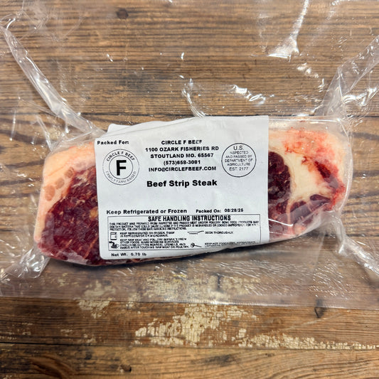 Circle F Beef Black Angus strip steak
